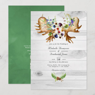 Convites Casamento de Código QR de RSVP Floresta Rústica Aq