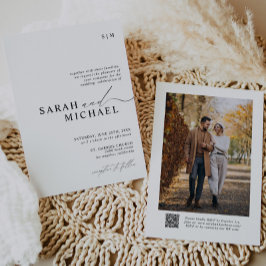 Convites Casamento de Código QR de Script Moderno Elegante 