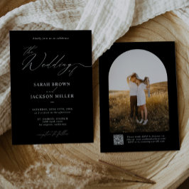 Convites Casamento de Código QR de Script Moderno Elegante 