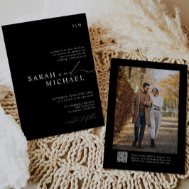 Convites Casamento de Código QR de Script Moderno Elegante 