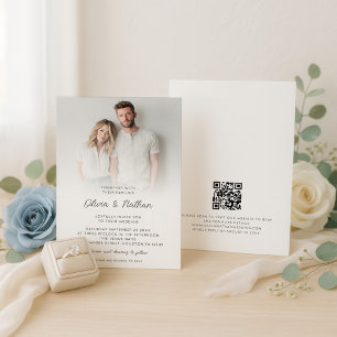 Convites Casamento de Código QR de Sobreposição de Fotograf