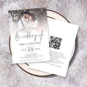 Convites Casamento de Código QR de Sobreposição de Fotograf