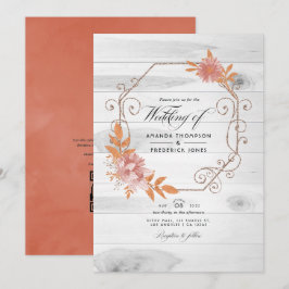 Convites Casamento de Código QR de Terracota com Aquarela R