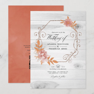 Convites Casamento de Código QR de Terracota com Aquarela R