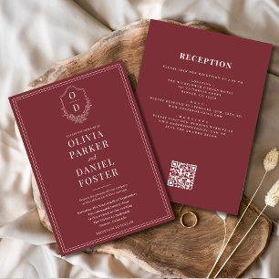 Convites Casamento de Código QR de Todos em Um Único Crest 