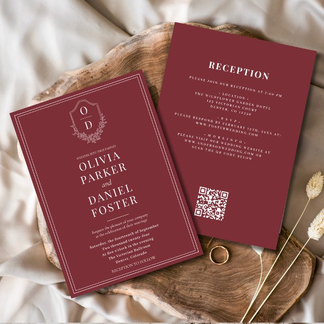 Convites Casamento de Código QR de Todos em Um Único Crest  (Criador carregado)