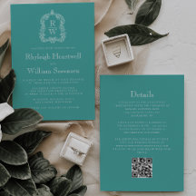 Casamento de Código QR de Turquoise de Crest Monog