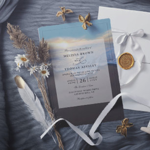 Convites Casamento de Código QR de Verão à Beira-Mar na Pra