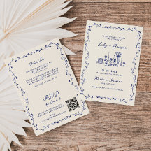 Casamento de Código QR Desenhado Tudo em Uma Mão A