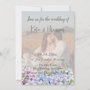 Convites Casamento de Código QR do Elegante Periwinkle Clem
