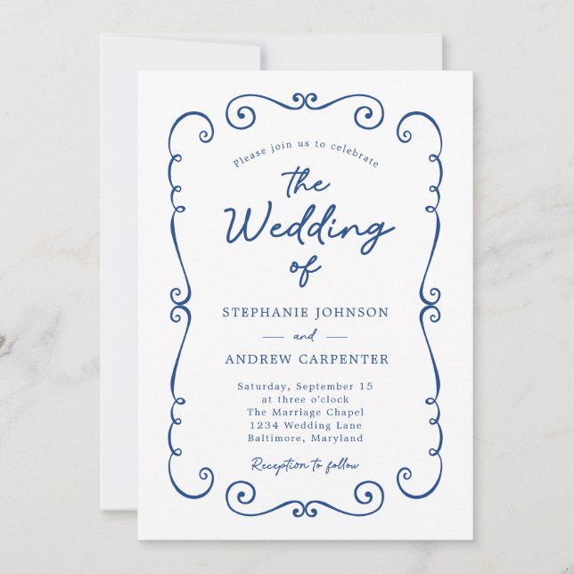 Convites Casamento de Código QR do Limite de Portas Desenha (Frente)