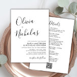 Convites Casamento de Código QR do Monograma de Caligrafia<br><div class="desc">Monograma com Nome de Monograma do Script de Caligrafia Moderna de Chic Minimalista Código QR Tudo em Um Cartão de Convite de Casamento. Apresentando um nome monográfico enorme em um script de fontes de letras maiúsculas elegante, em preto e branco. O lado inverso do convite contemporâneo consolida todos os "detalhes...</div>