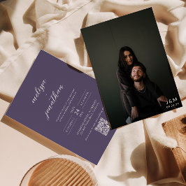 Convites Casamento de Código QR do Monograma de Script de F