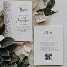 Casamento de Código QR do Script Branco da Glitter