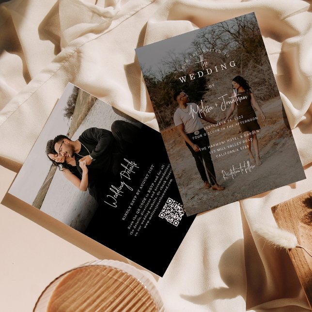 Convites Casamento de Código QR do Script de Foto do Elegan (Criador carregado)