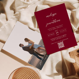 Convites Casamento de Código QR do Script de Foto do Modern