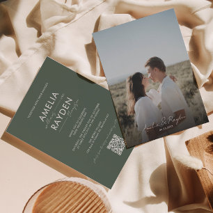 Convites Casamento de Código QR do Script de Tipografia Ver