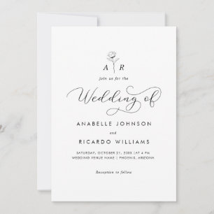 Convites Casamento de Código QR do Script do Monograma de F