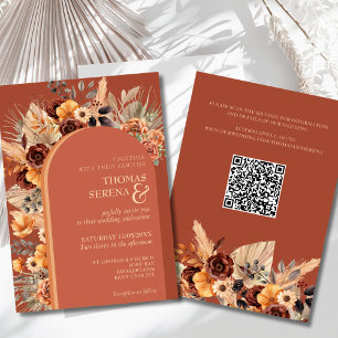 Convites Casamento de Código QR do Terracotta Fall Rust Pam