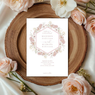 Convites Casamento de Código QR Elegante de Flor Selvagem R