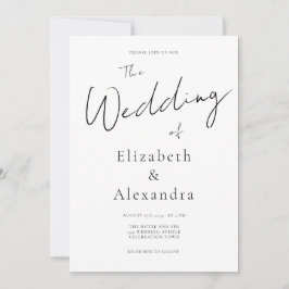 Convites Casamento de Código QR Elegante de Script Minimali