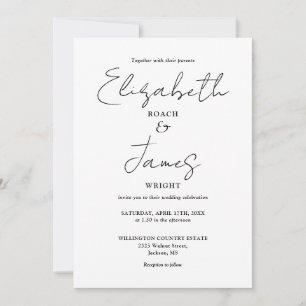 Convites Casamento de Código QR Elegante Minimalista Preto 