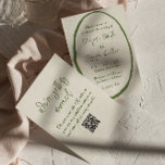 Convites Casamento de Código QR Escrito Desenhado à Mão<br><div class="desc">Se você está procurando por um convite de modelo de casamento simples e elegante. Que apresenta um plano de fundo cremoso de bege. E o nome próprio da noiva e do noivo da mão verde celadon. e informações editáveis em todos os quadros desenhados à mão ilustrados e código QR personalizável...</div>