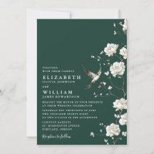 Casamento de Código QR Floral de Chinoiserie Verde
