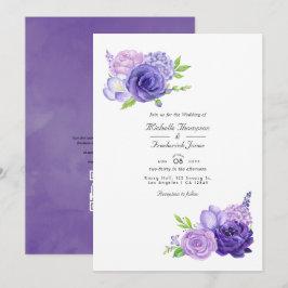 Convites Casamento de Código QR Floral de Cor de Água Ultra