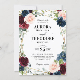 Convites Casamento de Código QR Geométrico com Blush de Mar