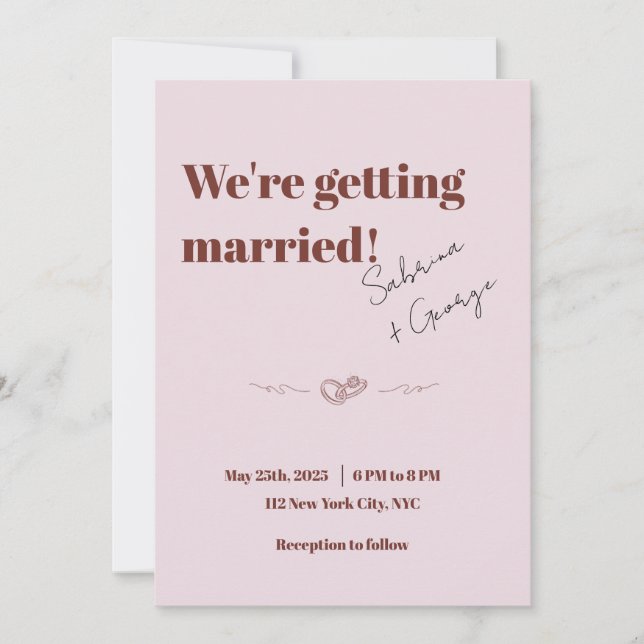 Convites Casamento de Código QR manuscrito elegante moderno (Frente)