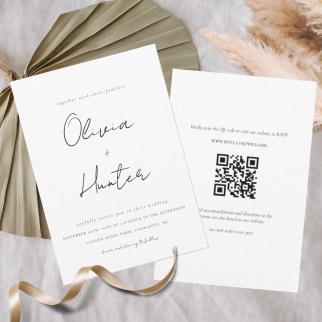 Convites Casamento de Código QR Minimalista (Criador carregado)