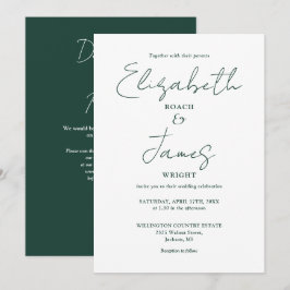 Convites Casamento de Código QR Minimalista Verde Esmeralda