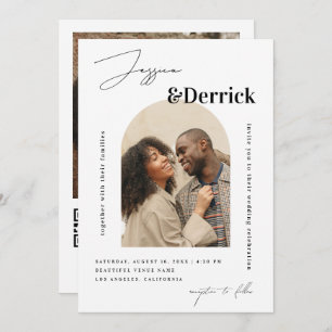 Convites Casamento de Código QR Mínimo do Arch Branco Moder