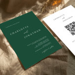 Convites Casamento de Código QR Mínimo Moderno Emerald Gree<br><div class="desc">Convite para Casamento de Código QR Mínimo Moderno Emerald Green</div>