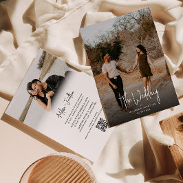 Convites Casamento de código QR moderno de script de foto m