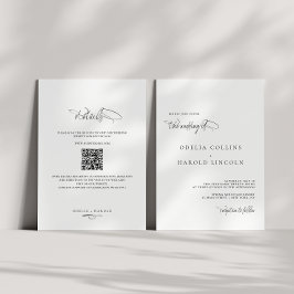 Convites Casamento de Código QR para Caligrafia Branca Mini