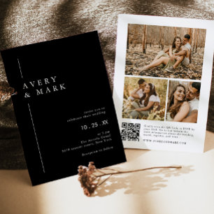 Convites Casamento de Código QR para Colagem de Fotos em Pr
