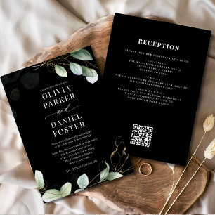 Convites Casamento de Código QR Preto de Todos em Um Eucaly