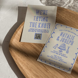 Convites Casamento de Código QR Quirky Escrito Desenho Da M