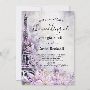 Convites Casamento de Código QR Romance de Lavanda de Torre