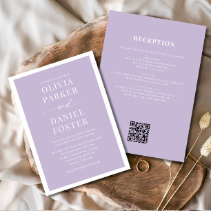 Convites Casamento de Código QR Roxo Tudo em Uma Lavanda