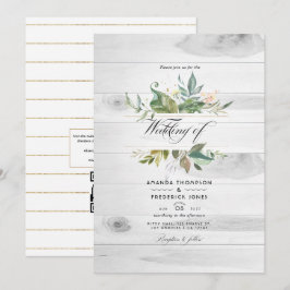 Convites Casamento de código QR RSVP Celebração Rústica com