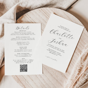 Convites Casamento de Código QR RSVP de Detalhes Mínimos El