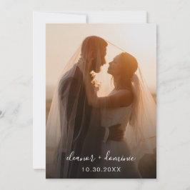 Convites Casamento de Código QR RSVP de Foto de Script Mini