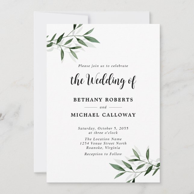 Convites Casamento de Código QR Todos em Um Eucalyptus Call (Frente)