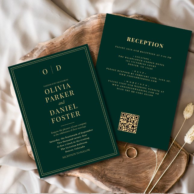 Convites Casamento de Código QR Tudo Dourado pelo Emerald G (Criador carregado)
