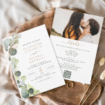 Convites Casamento de Código QR Tudo em Um Eucalyptus Green<br><div class="desc">Celebre o seu amor entre a beleza encantadora da natureza com o nosso Convite Dourado de Casamento Verde Eucalyptus Greenery Sage. Inspirado pela tranquilidade da exuberante verde, esse convite exude elegância e sofisticação. As matizes suaves do verde sábio combinadas com toques de ouro criam uma estética eterno, perfeita para um...</div>