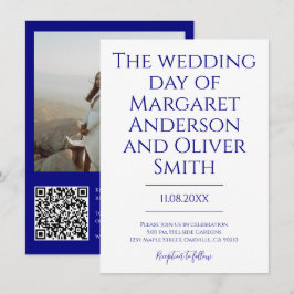 Convites Casamento de Código QR - Tudo em um Marinho Minima