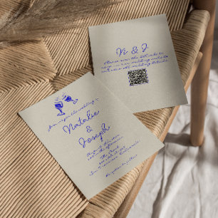 Convites Casamento de Código QR Único de Diversão Escrita à